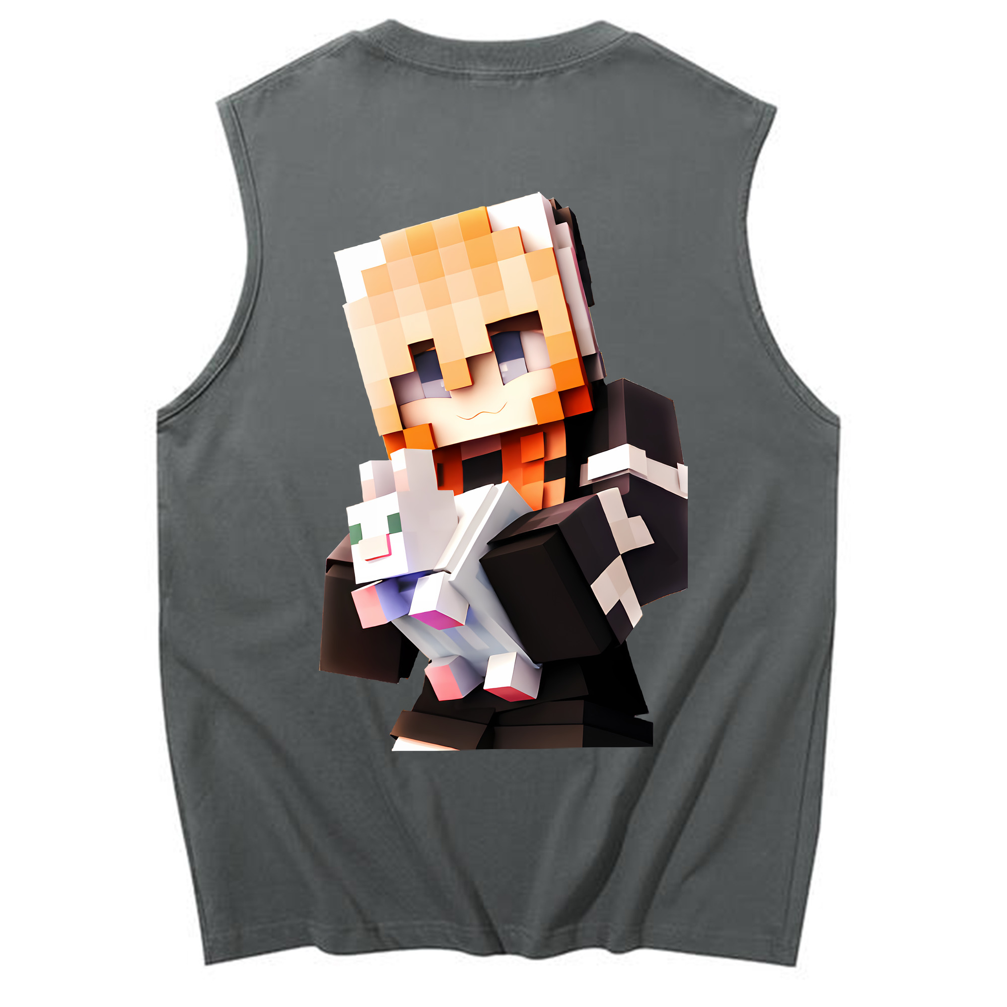 （画像用） マインクラフト ブロックの世界 Minecraft MC Block world コットン100％タンクトップ（背面プリント）